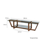 TV Furniture - TV Furniture Amaufi Walnut Glass 158x35x35 cm - Dimehouse