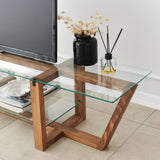 TV Furniture - TV Furniture Amaufi Walnut Glass 158x35x35 cm - Dimehouse
