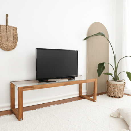 TV Furniture - TV Furniture Via Natural Wood Pine 130x40x40 cm - Dimehouse