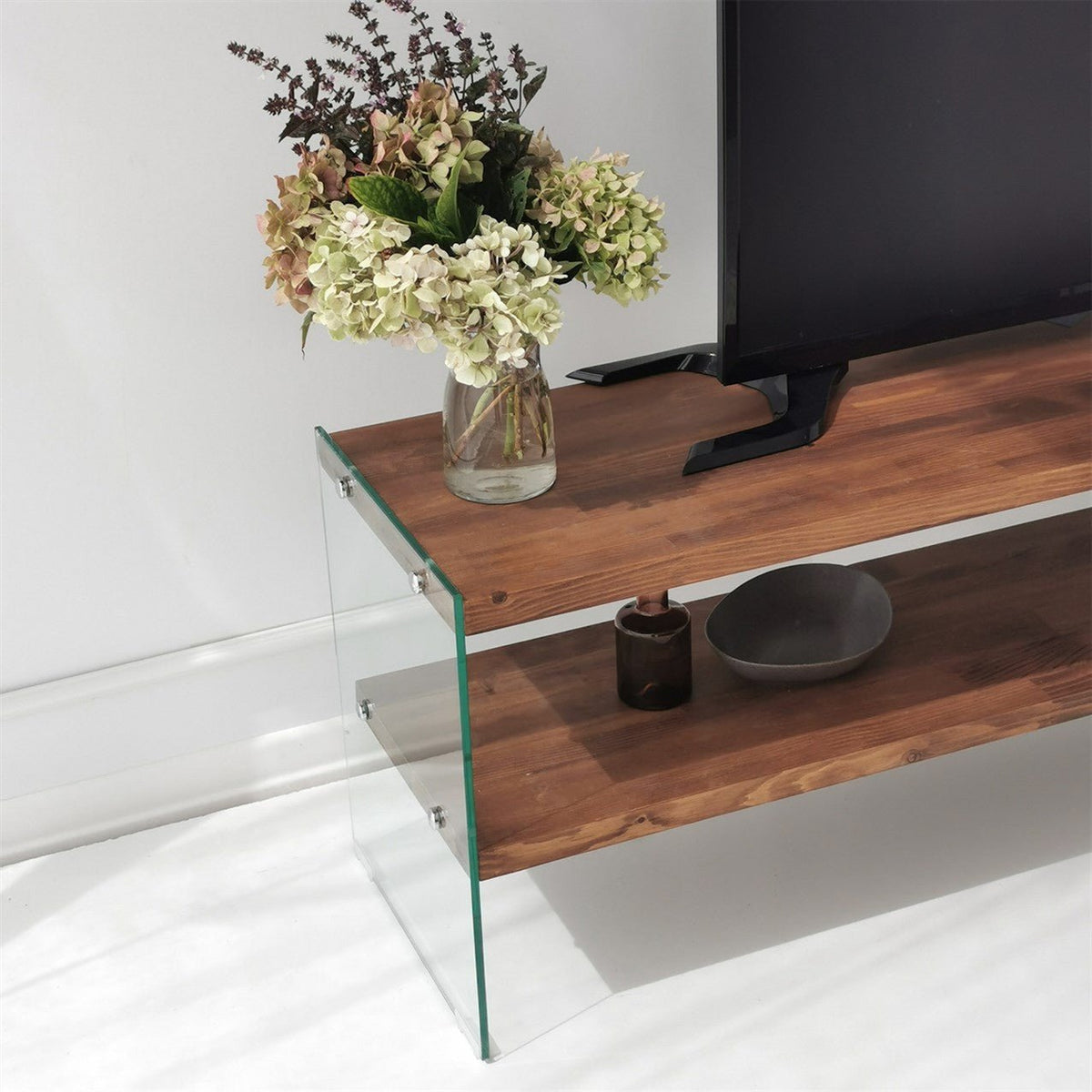 TV Furniture - TV Furniture Aqua Natural Glass 140x45x35 cm - Dimehouse
