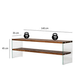 TV Furniture - TV Furniture Aqua Natural Glass 140x45x35 cm - Dimehouse