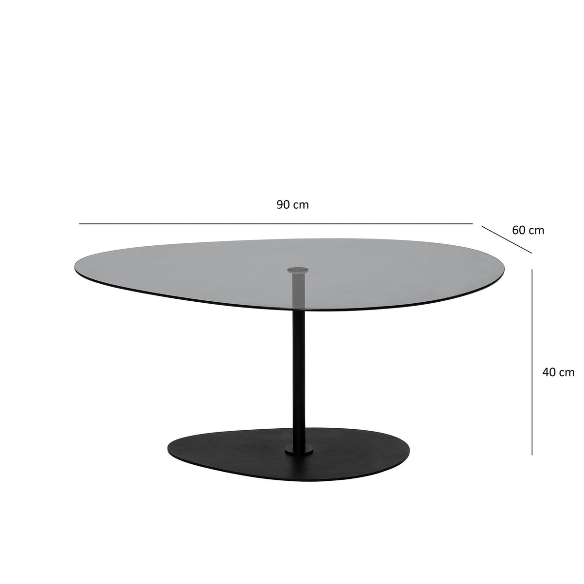 Coffee Tables - Organic Design Coffee Table Tinted Glass Torpo - Black Metal Frame - Dimehouse