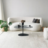 Coffee Tables - Organic Design Coffee Table Tinted Glass Torpo - Black Metal Frame - Dimehouse