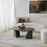 Coffee Tables - Organic Coffee Table Japandi Walnut Melamine Rack - 105x65 cm - Dimehouse