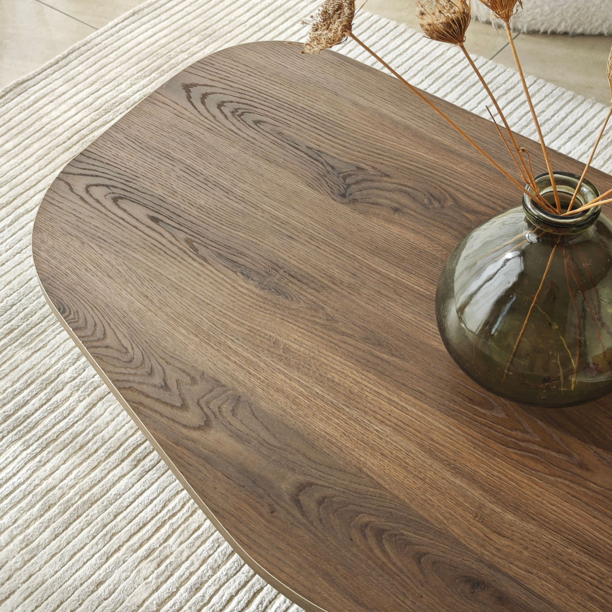 Coffee Tables - Organic Coffee Table Japandi Walnut Melamine Rack - 105x65 cm - Dimehouse