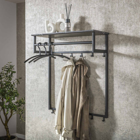 Coat racks - Coat rack Kris 12 - Angled Black - With rod and hat shelf - Dimehouse