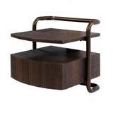 Bedside table - Floating bedside table with 1 drawer dark brown wood bronze frame Blaze - Dimehouse