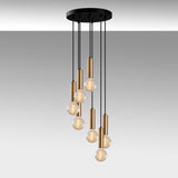 Hanging lamps - Hanging lamp 7 - light Stepped Bronze-coloured Metal Scarlet - Dimehouse