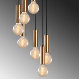Hanging lamps - Hanging lamp 7 - light Stepped Bronze-coloured Metal Scarlet - Dimehouse
