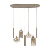 Hanging lamp - Hanging lamp Sera 7 - light beige metal amber glass - Dimehouse