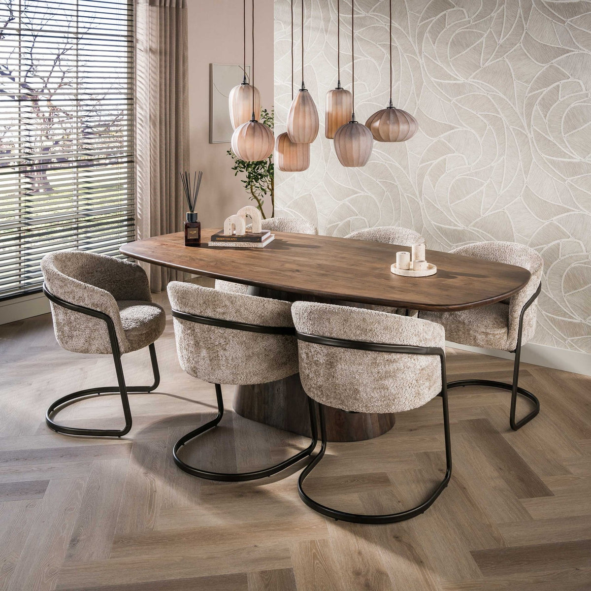 Hanging lamps - Hanging lamp 7 - light brown frosted glass Arda - Dimehouse