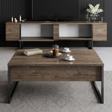 TV Furniture - TV Furniture Luxury Walnut Black Melamine 180x50x30 cm - Dimehouse