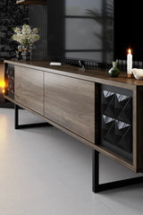 TV Furniture - TV Furniture Set Black Line Walnut Black Melamine 180x48x30 cm - Dimehouse
