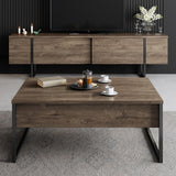 Furniture Sets - Furniture Set Walnut Luxury - Coffee Table + TV Furniture - Black Frame - Dimehouse