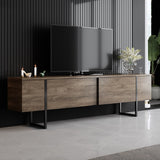 Furniture Sets - Furniture Set Walnut Luxury - Coffee Table + TV Furniture - Black Frame - Dimehouse