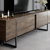 Furniture Sets - Furniture Set Walnut Luxury - Coffee Table + TV Furniture - Black Frame - Dimehouse
