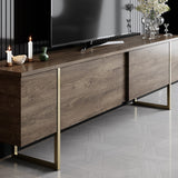 Furniture Sets - Furniture Set Walnut Luxury - Coffee Table + TV Furniture - Golden Frame - Dimehouse
