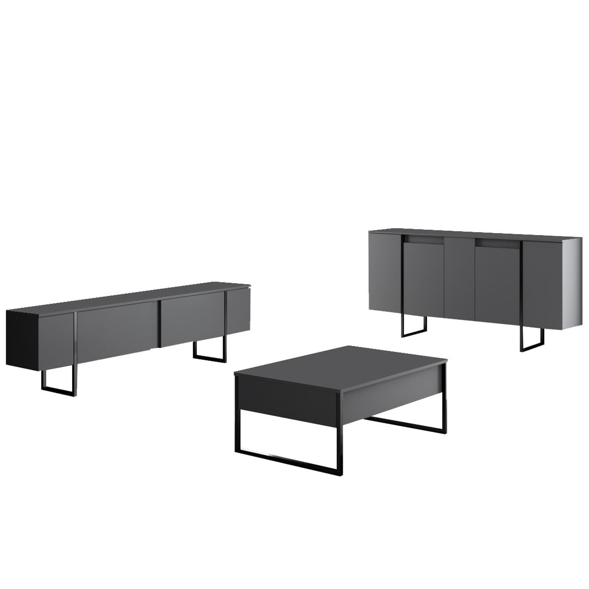 Sideboards - Modern Sideboard Anthracite Luxury 160x80x35 - Black Frame - Dimehouse