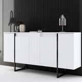 Sideboards - Modern Sideboard White Luxury 160x80x35 - Black Frame - Dimehouse