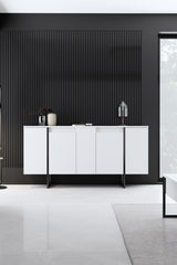 Sideboards - Modern Sideboard White Luxury 160x80x35 - Black Frame - Dimehouse