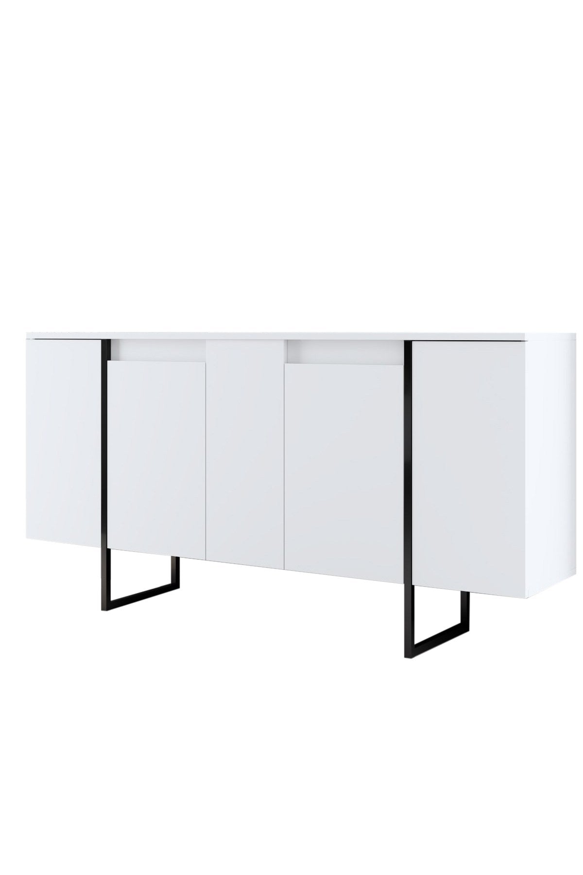 Sideboards - Modern Sideboard White Luxury 160x80x35 - Black Frame - Dimehouse