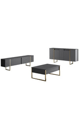 Sideboards - Modern Sideboard Anthracite Luxury 160x80x35 - Golden Frame - Dimehouse