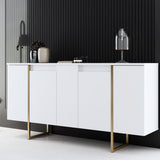 Sideboards - Modern Sideboard White Luxury 160x80x35 - Golden Frame - Dimehouse