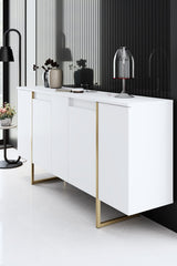 Sideboards - Modern Sideboard White Luxury 160x80x35 - Golden Frame - Dimehouse
