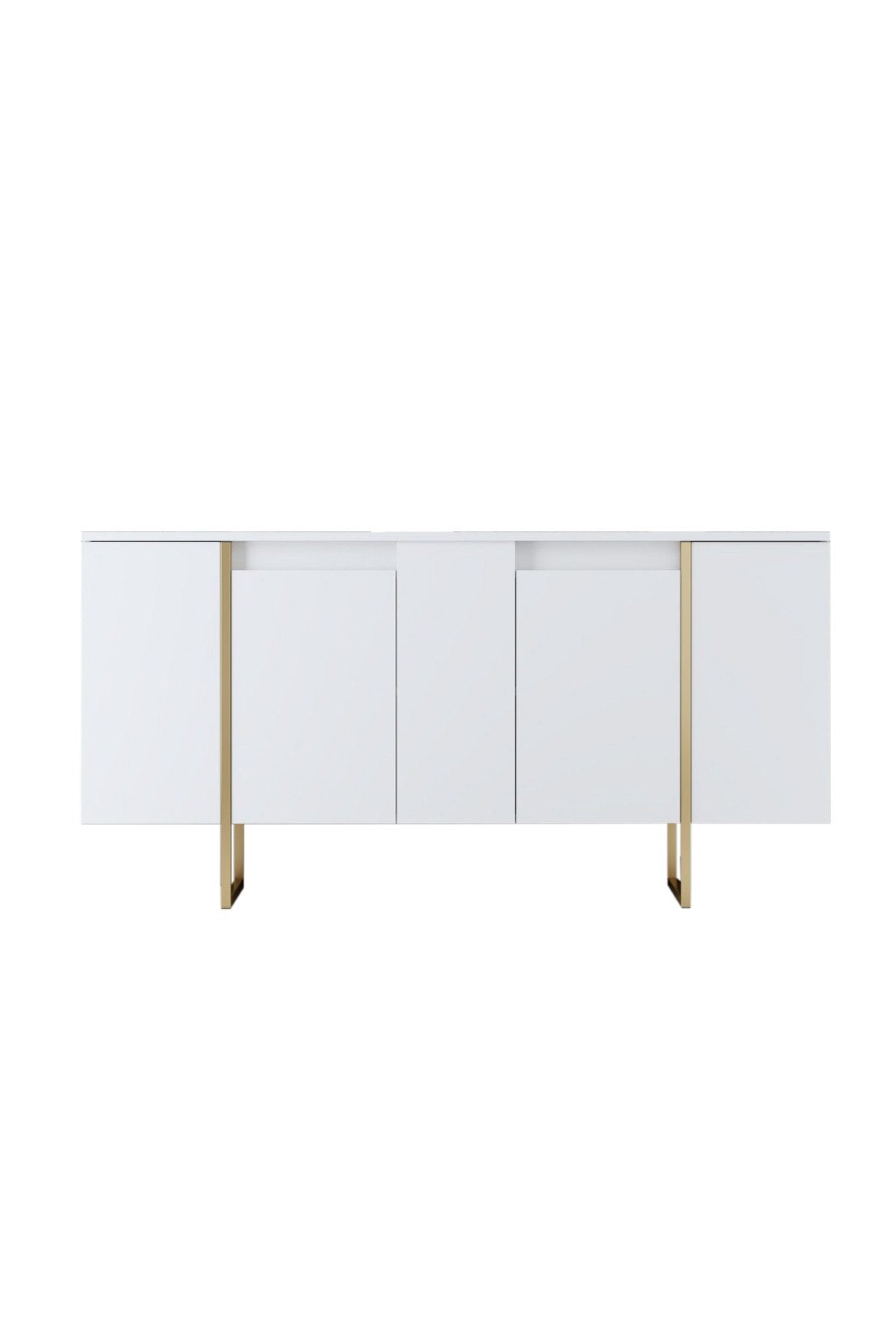 Sideboards - Modern Sideboard White Luxury 160x80x35 - Golden Frame - Dimehouse