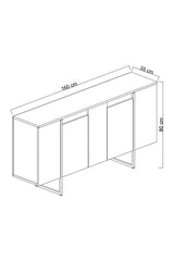 Sideboards - Modern Sideboard Walnut Luxury 160x80x35 - Golden Frame - Dimehouse