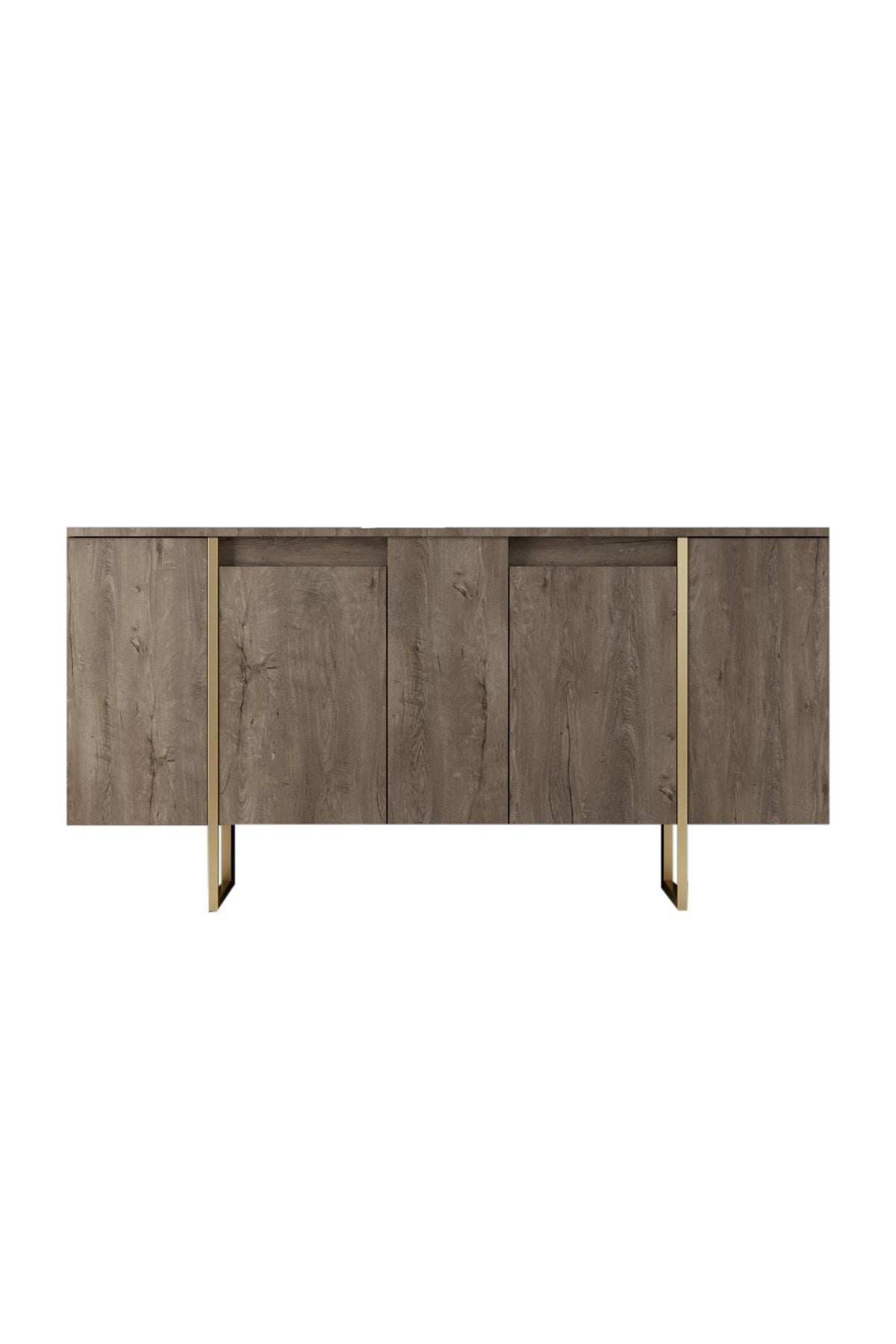 Sideboards - Modern Sideboard Walnut Luxury 160x80x35 - Golden Frame - Dimehouse