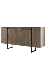 Furniture Sets - Furniture Set Walnut Luxury - Coffee Table + TV Furniture + Dresser - Black Frame - Dimehouse