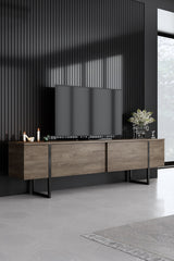 Furniture Sets - Furniture Set Walnut Luxury - Coffee Table + TV Furniture + Dresser - Black Frame - Dimehouse