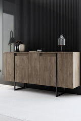 Furniture Sets - Furniture Set Walnut Luxury - Coffee Table + TV Furniture + Dresser - Black Frame - Dimehouse