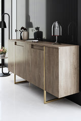 Furniture Sets - Furniture Set Walnut Luxury - Coffee Table + TV Furniture + Sideboard - Golden Frame - Dimehouse