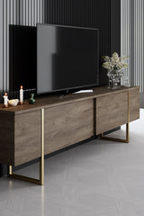 Furniture Sets - Furniture Set Walnut Luxury - Coffee Table + TV Furniture + Sideboard - Golden Frame - Dimehouse