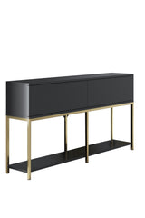 Sideboards - Modern Sideboard Anthracite Lord 150x30x80 - Gold Frame - Two Compartments - Dimehouse
