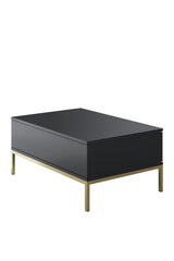 Coffee tables - Rectangular Coffee Table Anthracite Lord 90x60 - Golden Frame - Dimehouse
