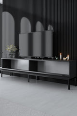 TV Furniture - TV Furniture Lord Anthracite Black Melamine 180x47x30 cm - Dimehouse