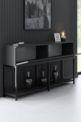 Sideboards - Modern Sideboard Anthracite Lord 150x30x80 - Black Frame - Two Compartments - Dimehouse