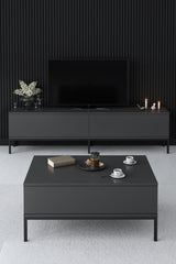 Coffee tables - Rectangular Coffee Table Anthracite Lord 90x60 - Black Frame - Dimehouse