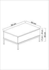 Coffee tables - Rectangular Coffee Table Anthracite Lord 90x60 - Black Frame - Dimehouse