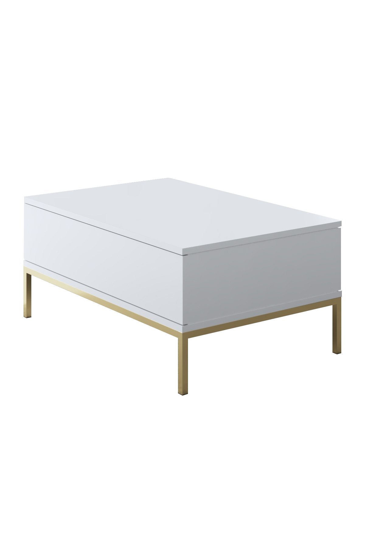 Coffee Tables - Rectangular Coffee Table White Lord 90x60 - Golden Frame - Dimehouse