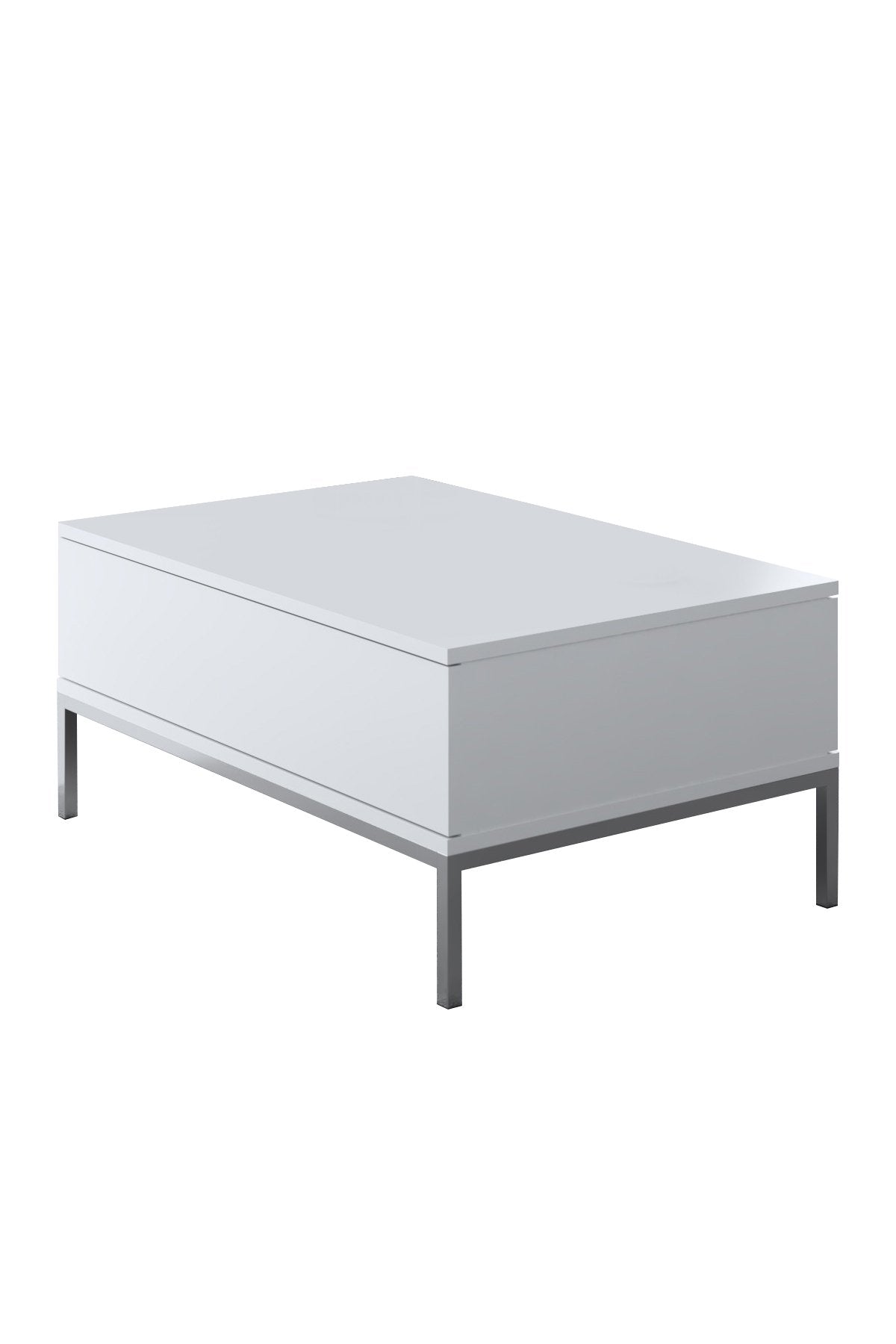 Coffee Tables - Rectangular Coffee Table White Lord 90x60 - Silver Frame - Dimehouse