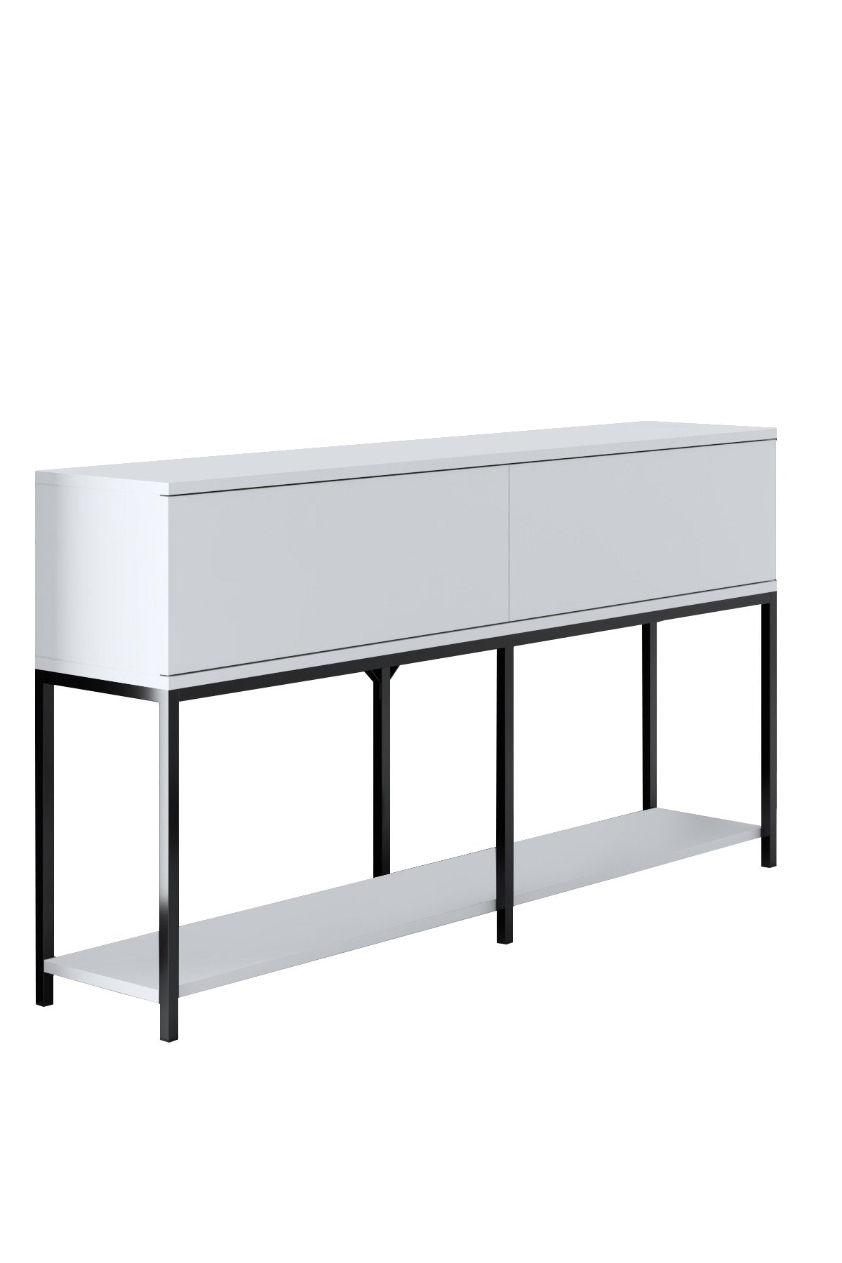 Sideboards - Modern Sideboard White Lord 150x30x80 - Black Frame - Two Compartments - Dimehouse