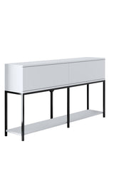 Sideboards - Modern Sideboard White Lord 150x30x80 - Black Frame - Two Compartments - Dimehouse