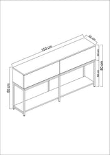 Sideboards - Modern Sideboard White Lord 150x30x80 - Black Frame - Two Compartments - Dimehouse