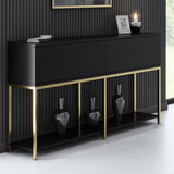Sideboards - Modern Sideboard Black Lord 150x30x80 - Gold Frame - Two Compartments - Dimehouse