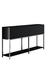 Sideboards - Modern Sideboard Black Lord 150x30x80 - Silver Frame - Two Compartments - Dimehouse
