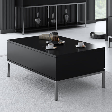 Coffee tables - Rectangular Coffee Table Black Lord 90x60 - Silver Frame - Dimehouse
